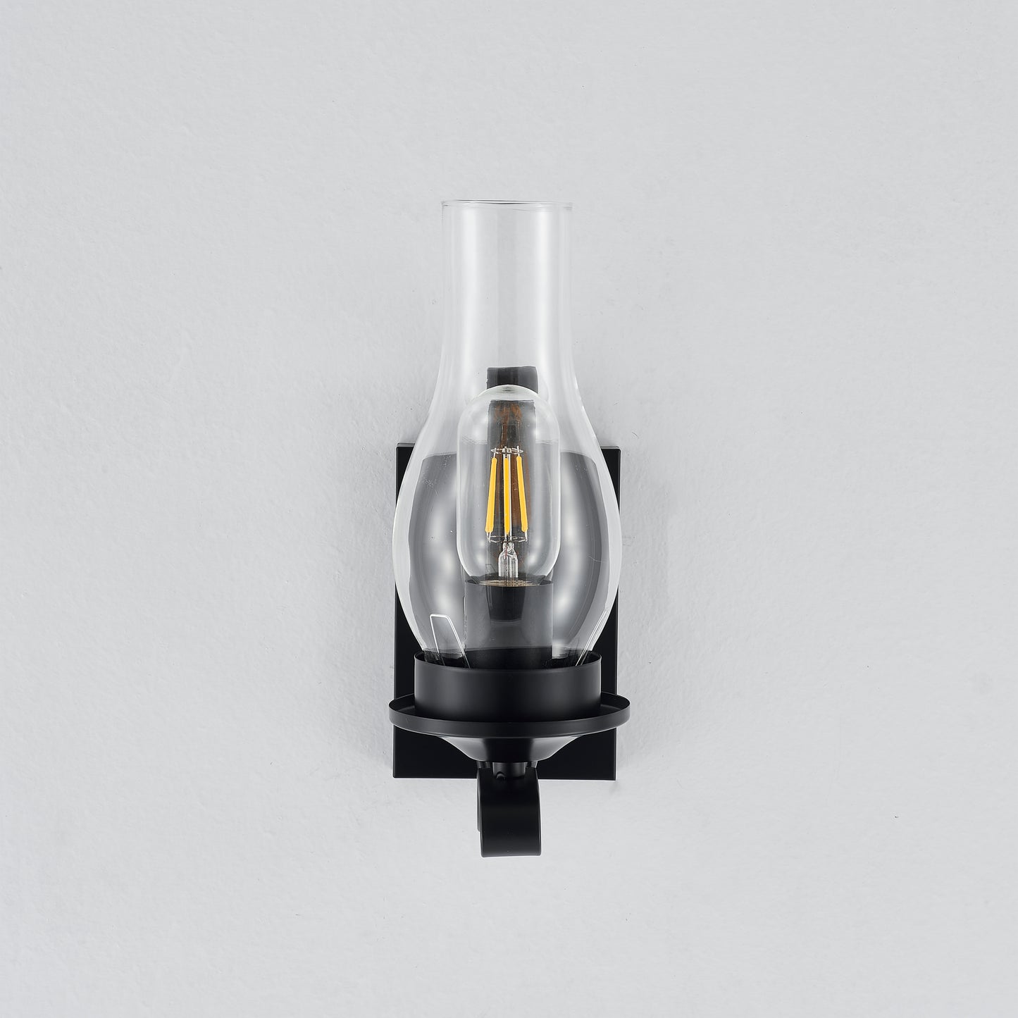Lampara Single-Light Retro Wood Wall Light - Black Finish, Natural Wood Accents, E27 Base