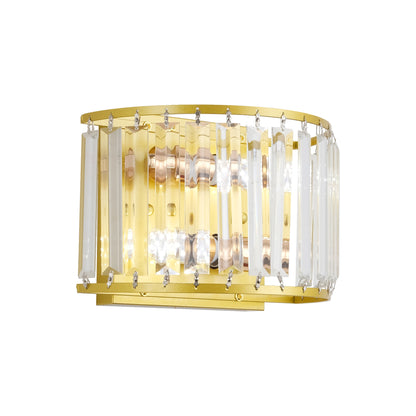 Lunadas Single-Light Crystal Wall Light - Gold Finish, Clear Crystal, Iron Frame, E27 Base