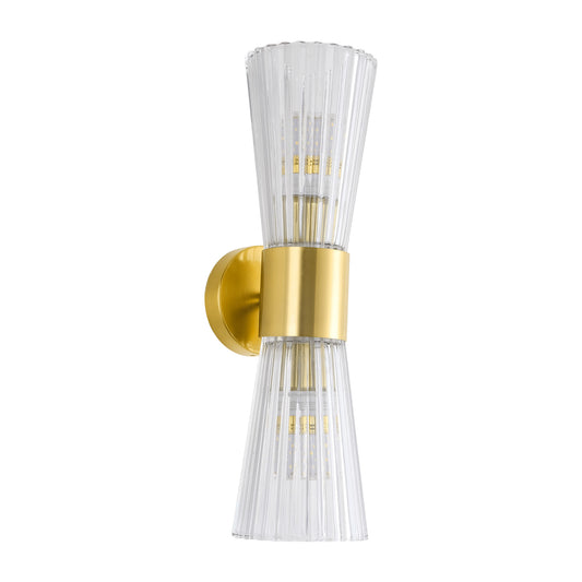 Anillo 2-Light Crystal Wall Light - Gold Finish, Clear Crystal, Iron Frame, E14 Base